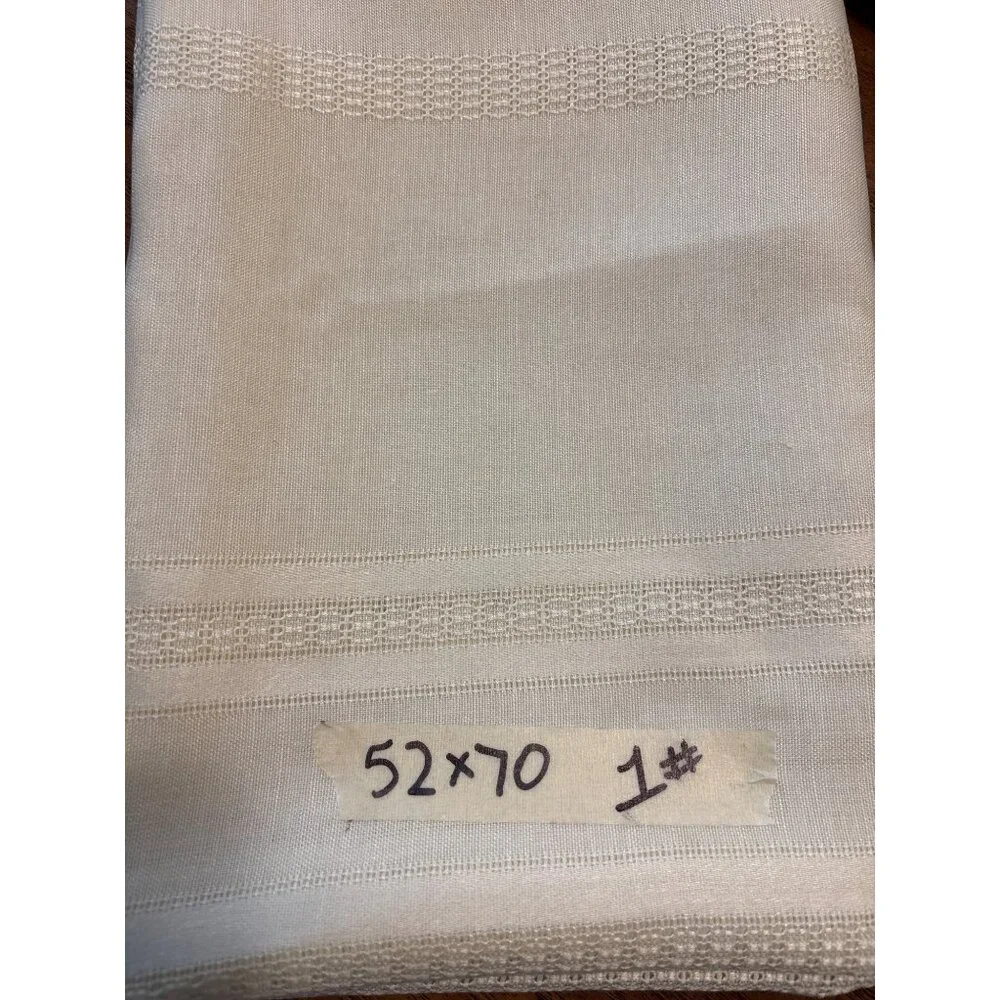 Elegant Ivory Tablecloth With Textured Stripe‎ Pattern
